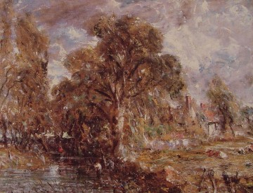 Scene on a river2 Romantic John Constable Oil Paintings